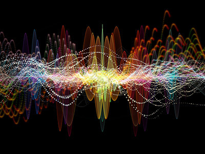 波函数序列由彩色正弦振动光分形元素图片