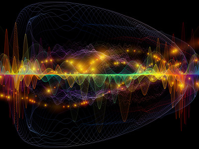 信号振荡光流系列背景的颜色线灯隔离黑色背景上,用于项目的技术,教育图片