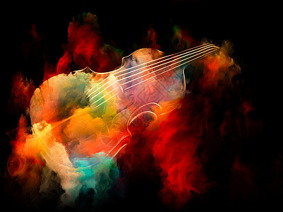 音乐梦想系列以乐器旋律声音表演艺术创造力为,安排小提琴抽象彩色绘画图片