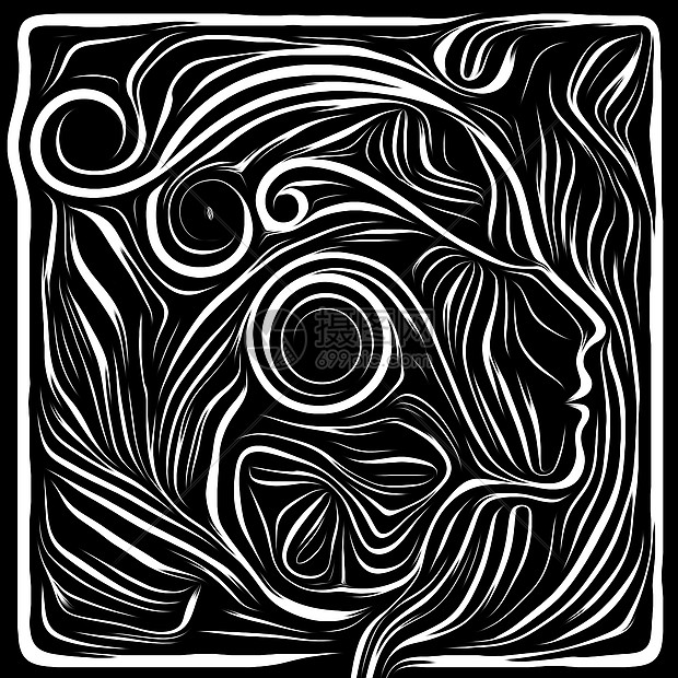 数字木刻生命线系列构成人类的轮廓木刻图案