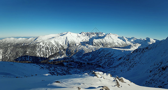 保加利亚的斯科,高山顶部,被雪天全景覆盖图片