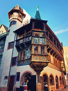 彩色木制建筑立科尔马市,法国,阿尔萨斯历史小镇传统住宅中世纪建筑图片