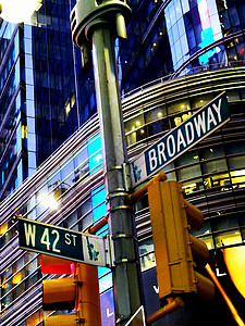 纽约市街道标志百老汇42街图片