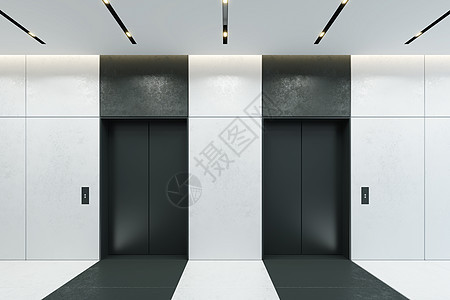 现代电梯,办公室大厅闭门图片