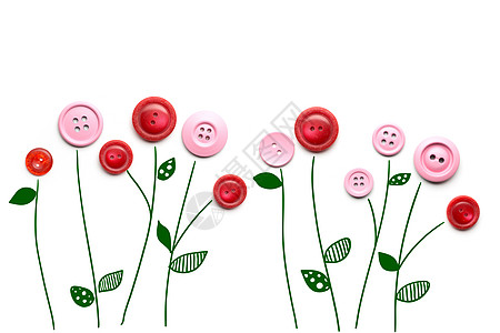 创意情人节照片的花由按钮白色背景图片
