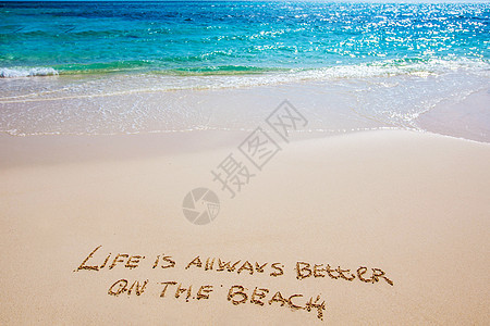 生活沙滩上的好文字生活白色沙滩大海上的好文字高清图片下载 正版图片 摄图网