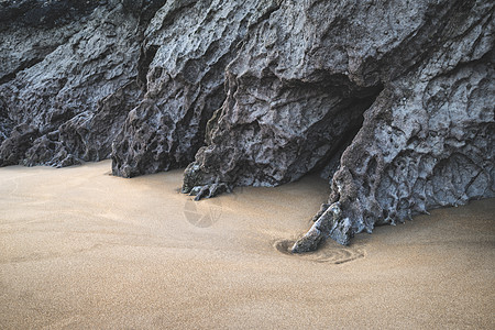 布罗德海文海滩上岩石沙子的亲密景观形象I彭布罗克郡威尔士布罗德海文海滩上岩石沙子的美丽亲密景观形象图片