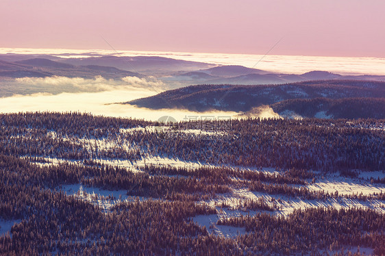 挪威农村地区下雪的冬天图片