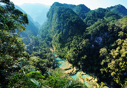 美丽的天然游泳池SEMUCChampey,兰金,危地马拉,洲图片