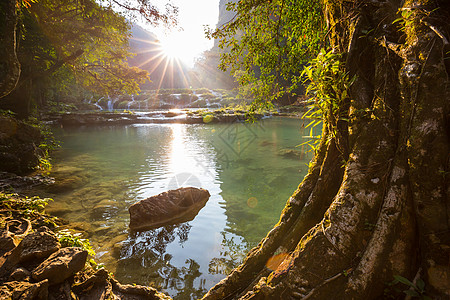 美丽的天然游泳池SEMUCChampey,兰金,危地马拉,洲图片