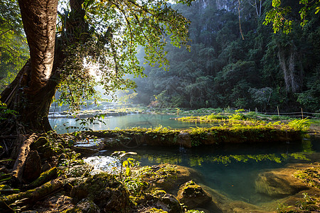 美丽的天然游泳池SEMUCChampey,兰金,危地马拉,洲图片