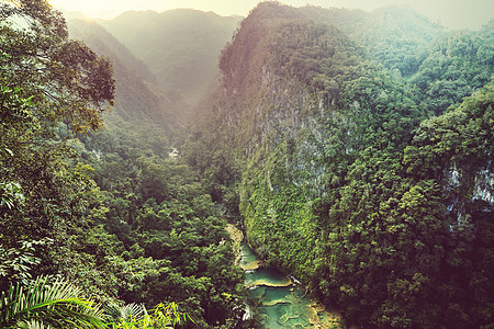 美丽的天然游泳池SEMUCChampey,兰金,危地马拉,洲图片