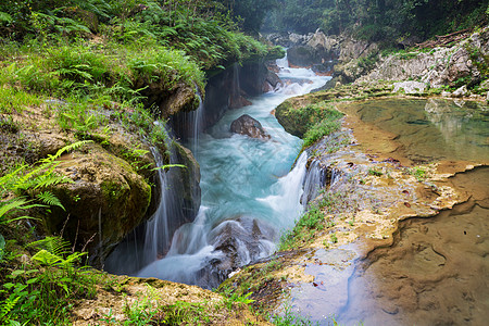 美丽的天然游泳池SEMUCChampey,兰金,危地马拉,洲图片