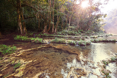 美丽的天然游泳池SEMUCChampey,兰金,危地马拉,洲图片