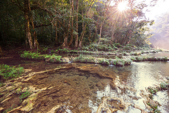 美丽的天然游泳池SEMUCChampey,兰金,危地马拉,洲图片