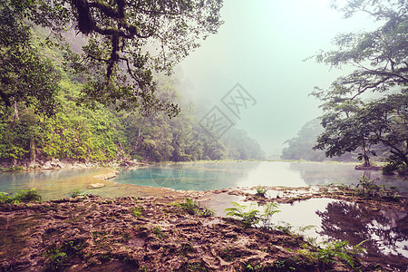 美丽的天然游泳池SEMUCChampey,兰金,危地马拉,洲图片