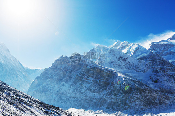 风景优美的山景,坎陈琼加地区,喜马拉雅山,尼泊尔图片