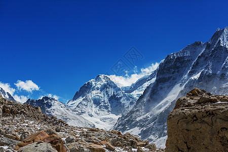 风景优美的山景,坎陈琼加地区,喜马拉雅山,尼泊尔图片