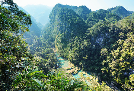 危地马拉的游泳池美丽的天然游泳池SEMUCChampey,兰金,危地马拉,洲图片