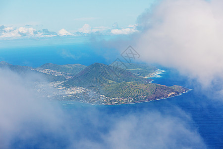 瓦胡岛之上美丽的鸟瞰钻石头火山口瓦胡岛,夏威夷,美国图片