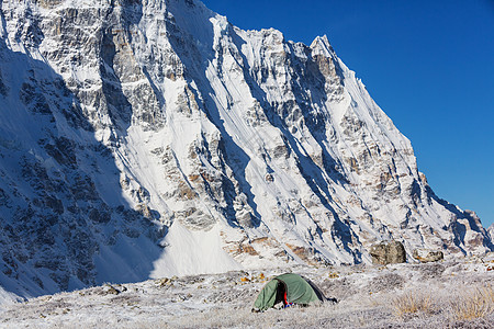 坎肯琼加地区风景优美的山景,坎陈琼加地区,喜马拉雅山,尼泊尔图片