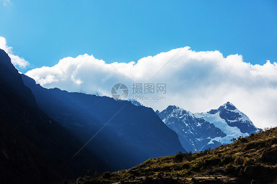 科迪勒拉美丽的山脉景观科迪勒拉胡亚瓦什,秘鲁,南美洲图片