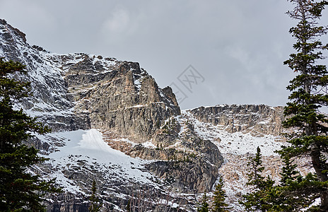 雪景与岩石山脉秋天与多云的天空美国科罗拉多州洛基山公园图片