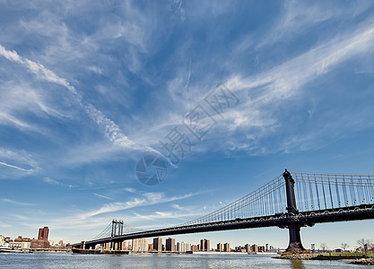 曼哈顿大桥布鲁克林天际线景观曼哈顿大桥天际线景观布鲁克林纽约市图片