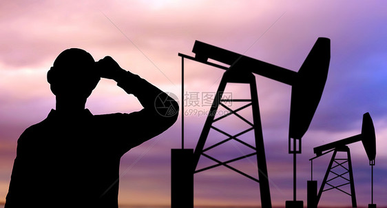 石油工人泵千斤顶的黑色轮廓图片