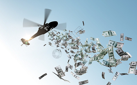 金融经济货币政策直升机空中投放资金直升机把钱扔天空中直升机把钱扔天空中图片