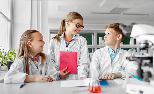 工作手册教育科学儿童快乐的孩子学校实验室学化学孩子们学校实验室学化学背景