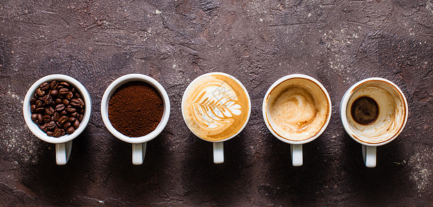 五杯咖啡卡布奇诺背景图片