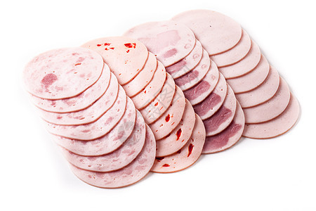 肉熟食排白色背景上各种加工冷肉制品图片