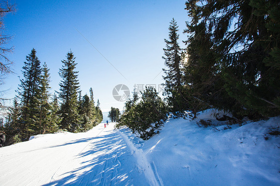 高塔特拉山的滑雪坡寒冷的晴天滑雪坡兰斯卡普图片