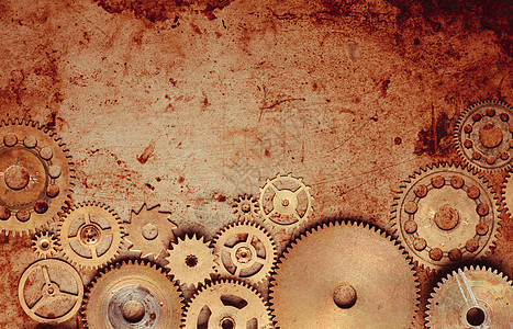 蒸汽朋克背景机械时钟的细节旧的金属背景时钟里,齿轮蒸汽朋克齿轮背景图片