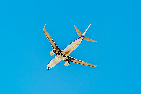客机晴朗的蓝天上飞行图片