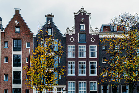 阿姆斯特丹市中心的荷兰房屋立图片