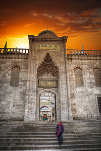 蓝色清真寺城市斯坦布尔火鸡秋天图片