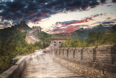 北京附近山上的中国长城伟大的中国墙图片