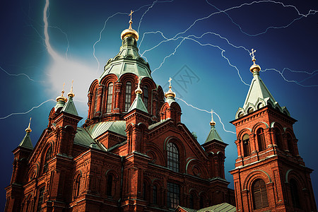 假设大教堂赫尔辛基芬兰强大的雷击赫尔辛基大教堂图片