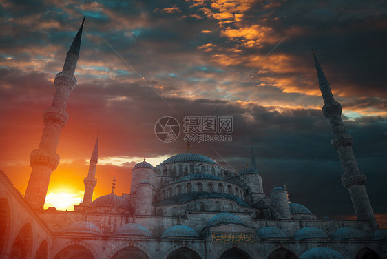 蓝色清真寺城市斯坦布尔星空的夜景星空的夜景图片