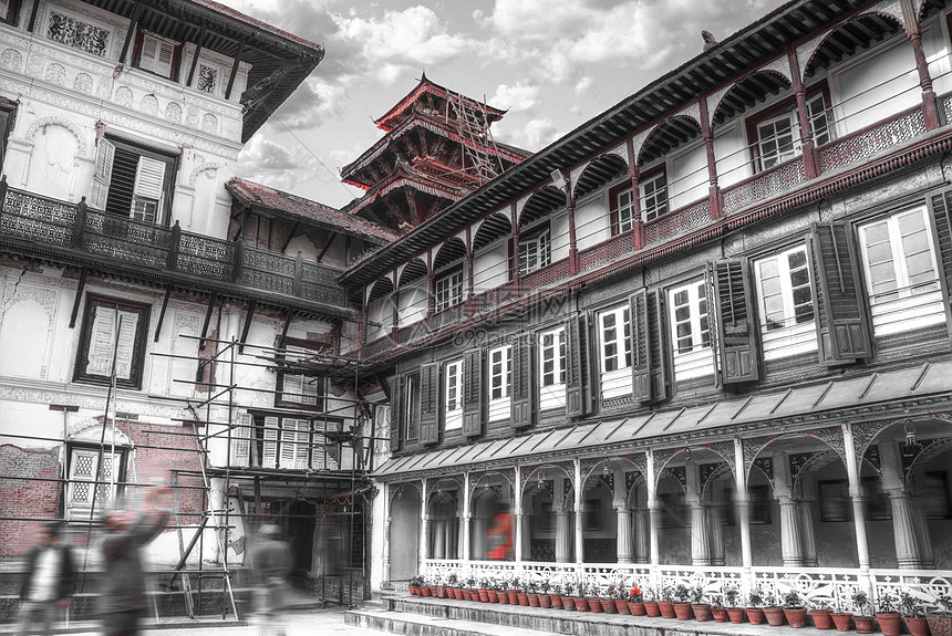 帕坦加德满都山谷的古老城市尼泊尔黑白照片高清图片下载 正版图片 摄图网