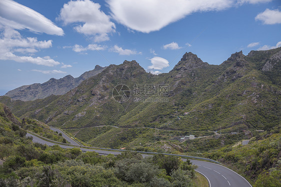 西牙金丝雀热带岛屿特内里费的山地景观埃尔泰德火山主干道上美丽的景色图片