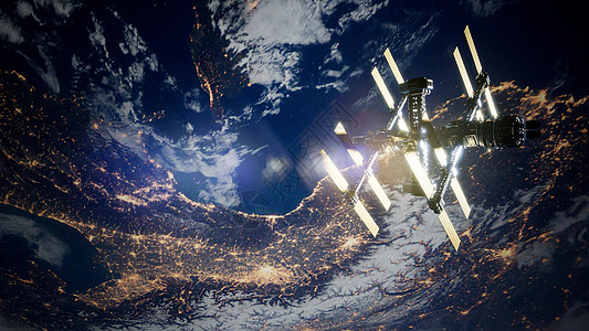 航天飞机环绕地球的国际站国际站背景