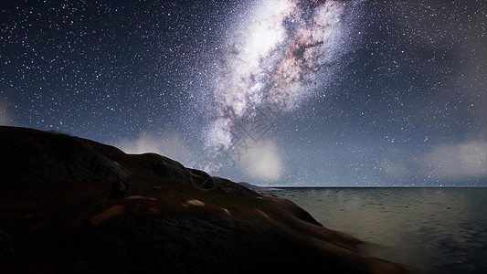 牛奶路星星湖上的夜晚图片