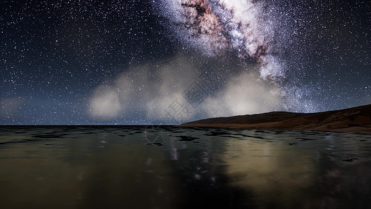 牛奶路星星湖上的夜晚图片