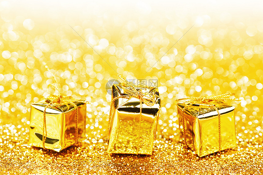 黄金装饰盒与节日礼物抽象黄金背景高清图片下载 正版图片 摄图网