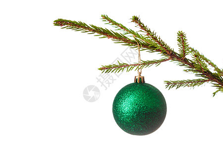 诞节庆祝节日背景与copyspace诞树装饰装饰诞树树枝上隔离白色背景上装饰装饰的诞树上图片