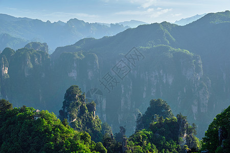 中国著名的旅游景点张家界石柱崖山日落湖南武陵源张家界山脉,中国图片