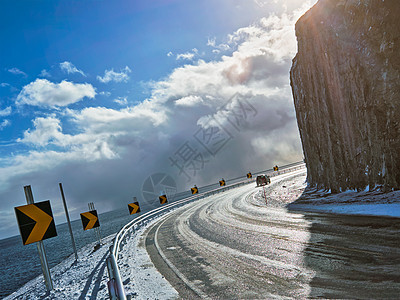 挪威峡湾的公路挪威洛福腾群岛冬天挪威的路图片